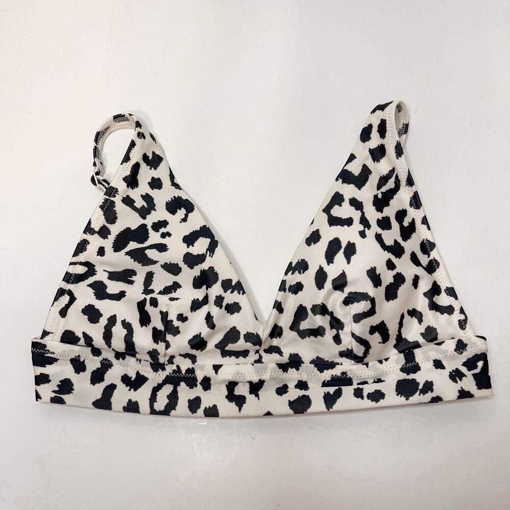 Aerie Leopard Animal Print Scoop Bikini‎ Top Size S